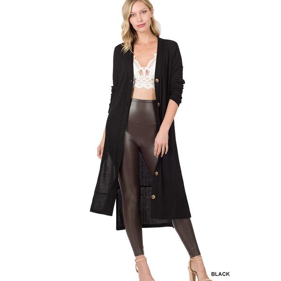 Zenana RIBBED LONG CARDIGAN - Picture 2 of 3